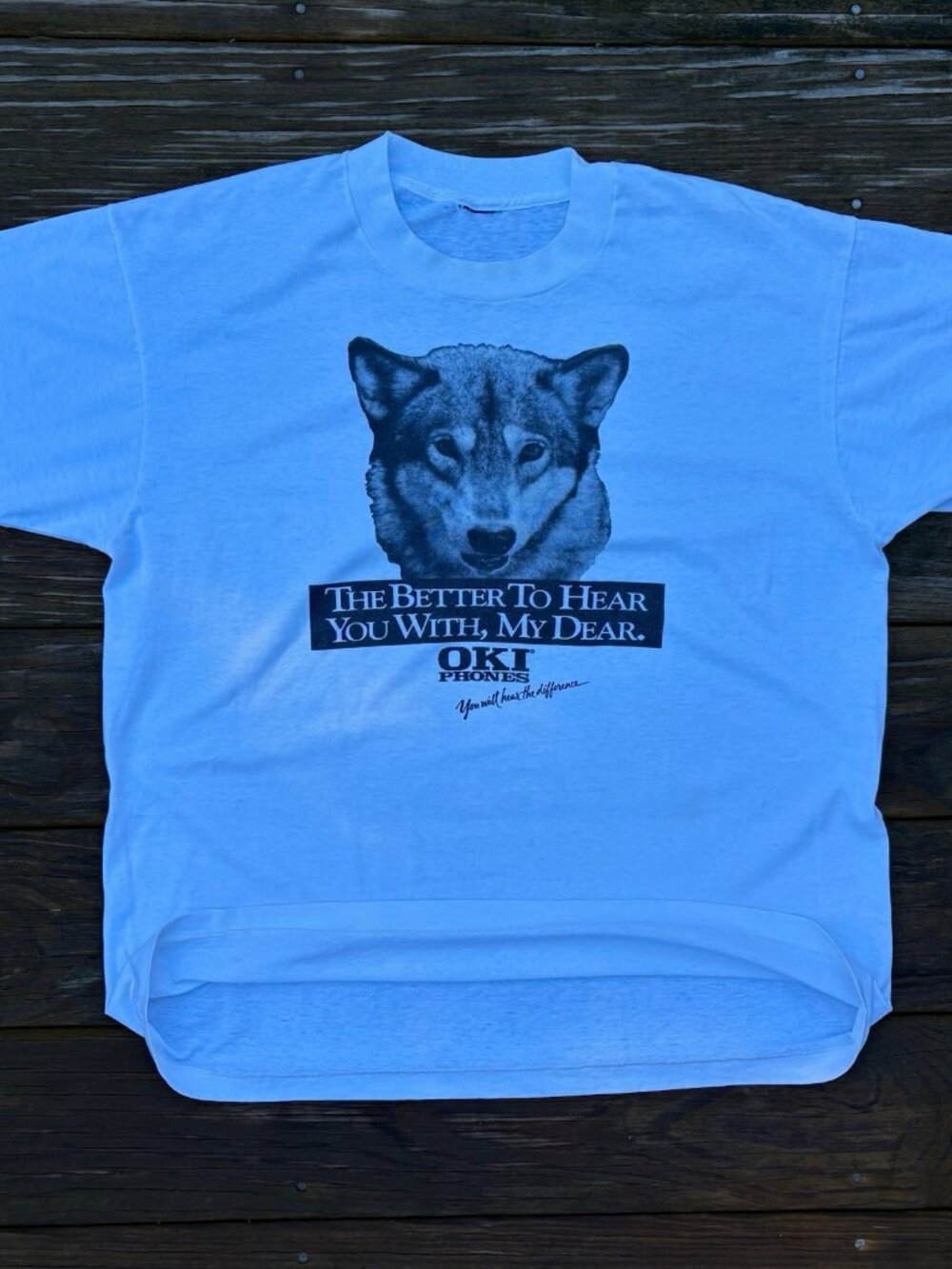 Vintage 90s OKI Phones Wolf T Shirt Little Red Riding Hood Promo Tee Large